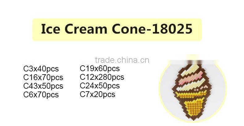 Diyfashion 5mm hama perler fuse beads the Ice cream cone set with puzzle iron paper and twezzer hama beads toys for kids 18025