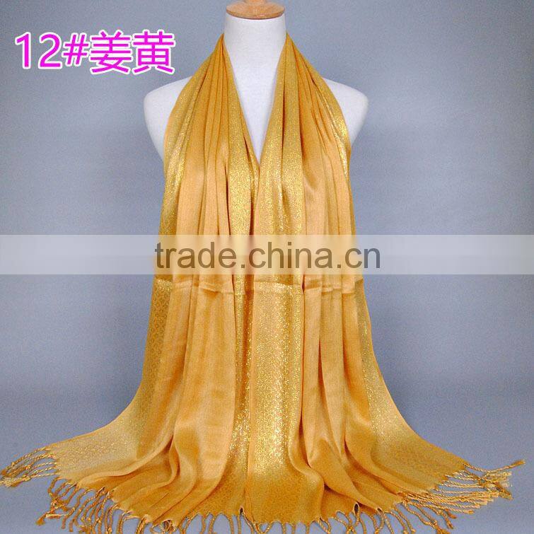 shiny long tassel muslim scarf/16 color muslim tassel scarf/islamic hot sell women hijab