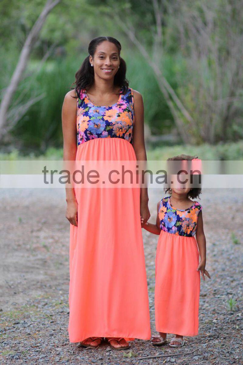 mommy and me maxi dresses flower print orange alibaba dresses