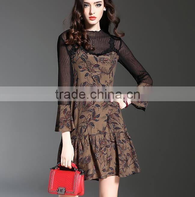 new ladies fashion dress 2017 design floral print dress