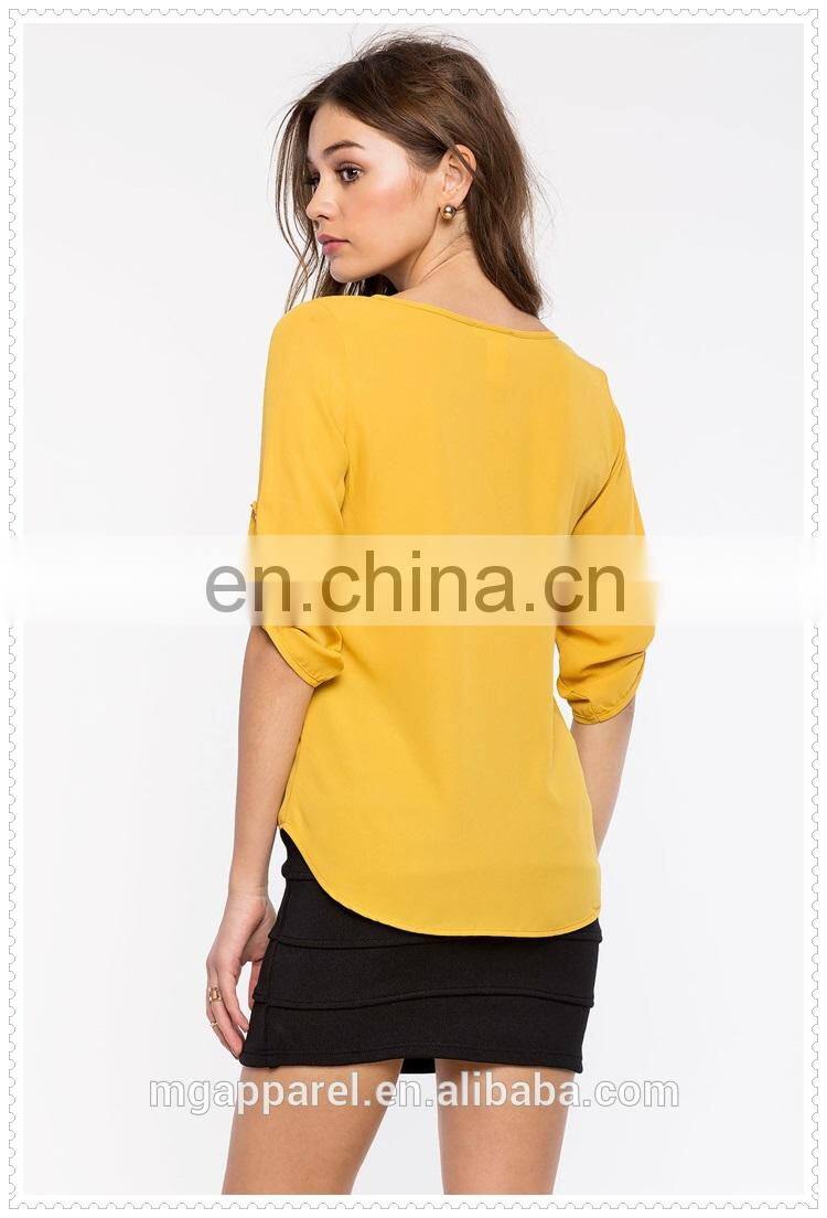 new style rounded back hem women daily smart casual wear blouse