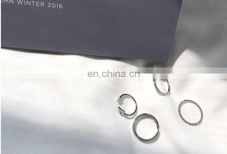 4PCS/Set Punk Handsome Silver Rings for Unisex Knuckle Ring Set