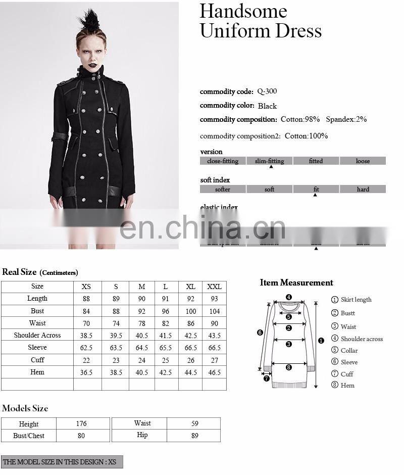 Punk Rave military uniform long sleeve standing collar dress Q-300