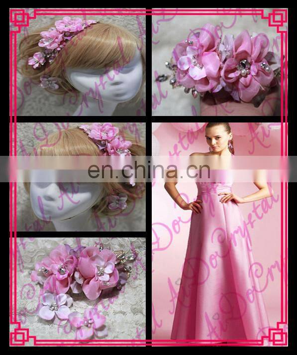 Aidocrystal Bridal Hair Flower Headpiece Wedding Party Women pink Hair accessories for women