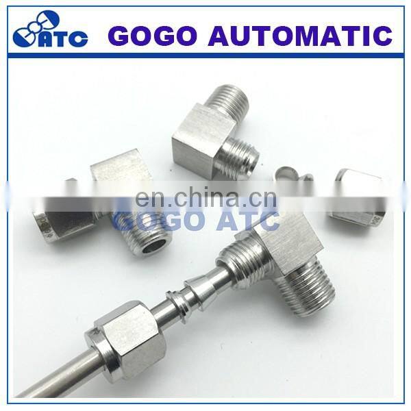 Quick coupler ZG1/4 male thread O.D 3/8 inch hard tube stainless steel elbow connector fitting