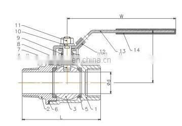 SS316 stainless steel 2-PC internal and external silk ball valve 1/2 inch Fx M thread