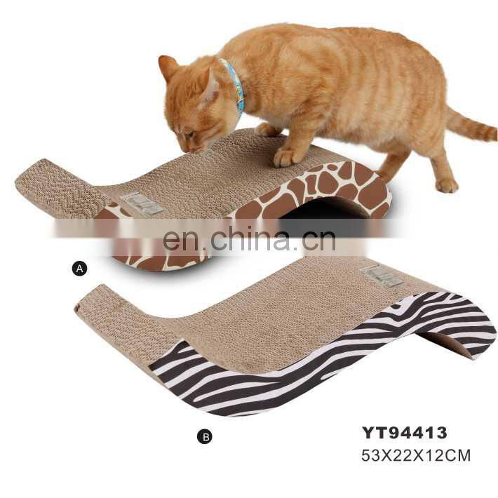 Cat toy corrugated cardboard cat scratcher pad with catnip
