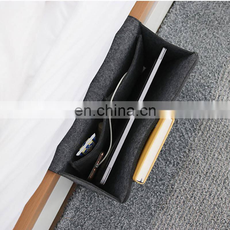 Living Room and Dormitory Felt Bedside Hanging Storage Organizer for Books Phones Tablets Accessory and TV Remote