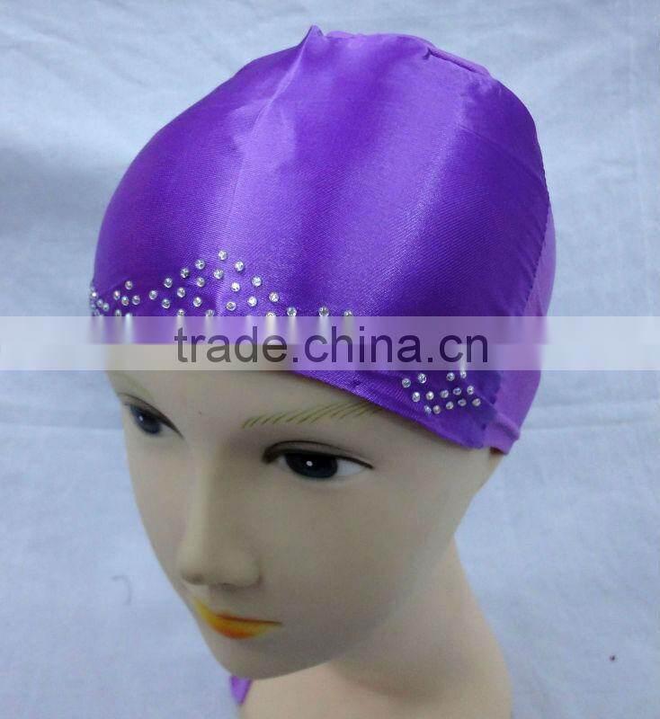 U068 HOT BEADED SATIN MUSLIM UNDERSCARFS/ISLAMIC INNER CAP