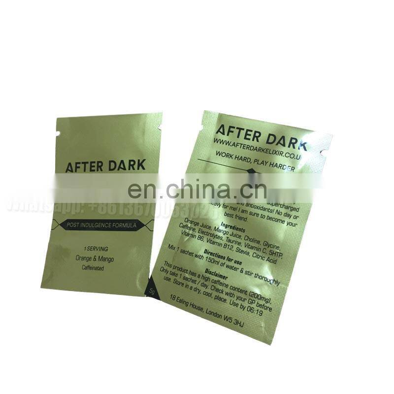 Gold Printed Cosmetic Sealed Bag Small Size Tea Sachet Food Plastic Snack Heat Seal Gravure Printing Three Side Sealed Bag