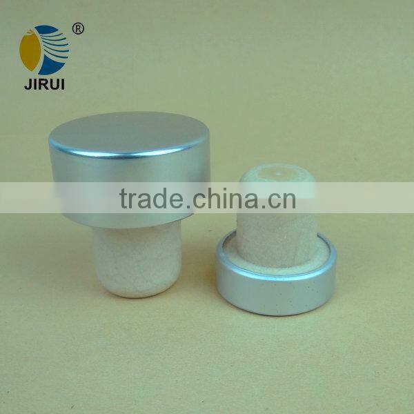 plastic synthetic cork stopper with silver aluminum cover