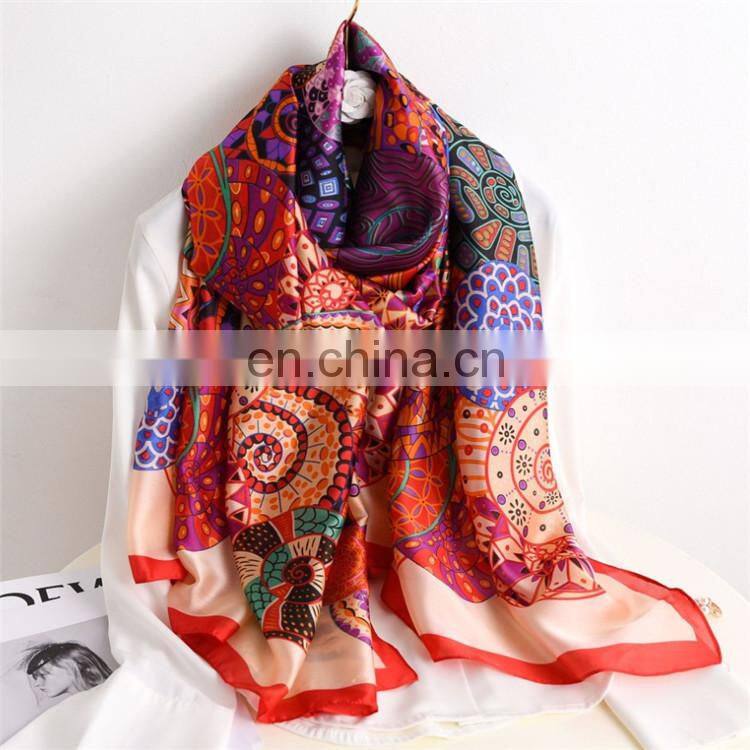 Silk scarf female spring and summer simulation silk scarf travel wild fashion light shawl sunscreen beach towel scarf