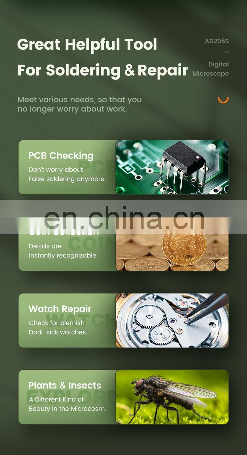 Andonstar AD206S 50X 2MP Industrial Digital Microscope with USB Endoscope Dual-Lens Display 7" Screen