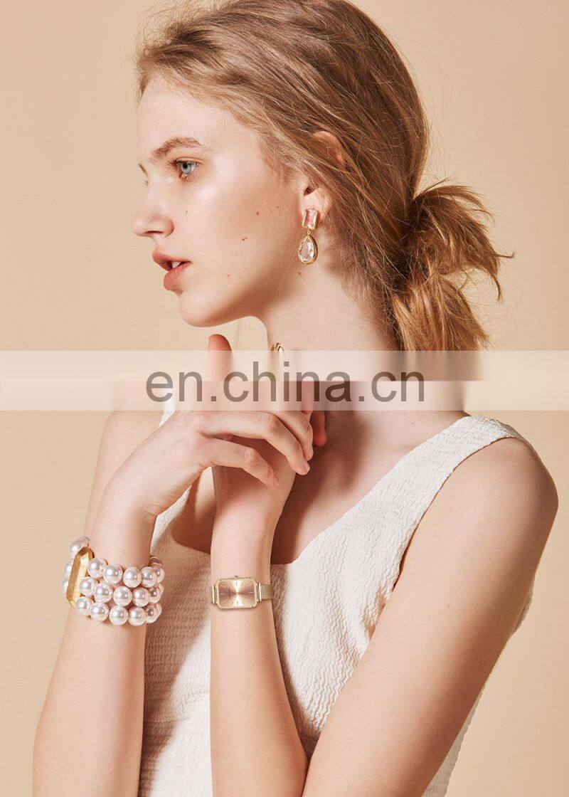 Hannah Martin 1241 Luxury Ladies Bracelet Quartz Watch Ultrathin Simple Japanese Movement Stainless Steel Mesh Belt Watches