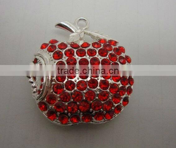 Beautiful Pink Apple Shape Necklace Jewelry USB Flash Driver 8GB with CZ diamond Accept Paypal
