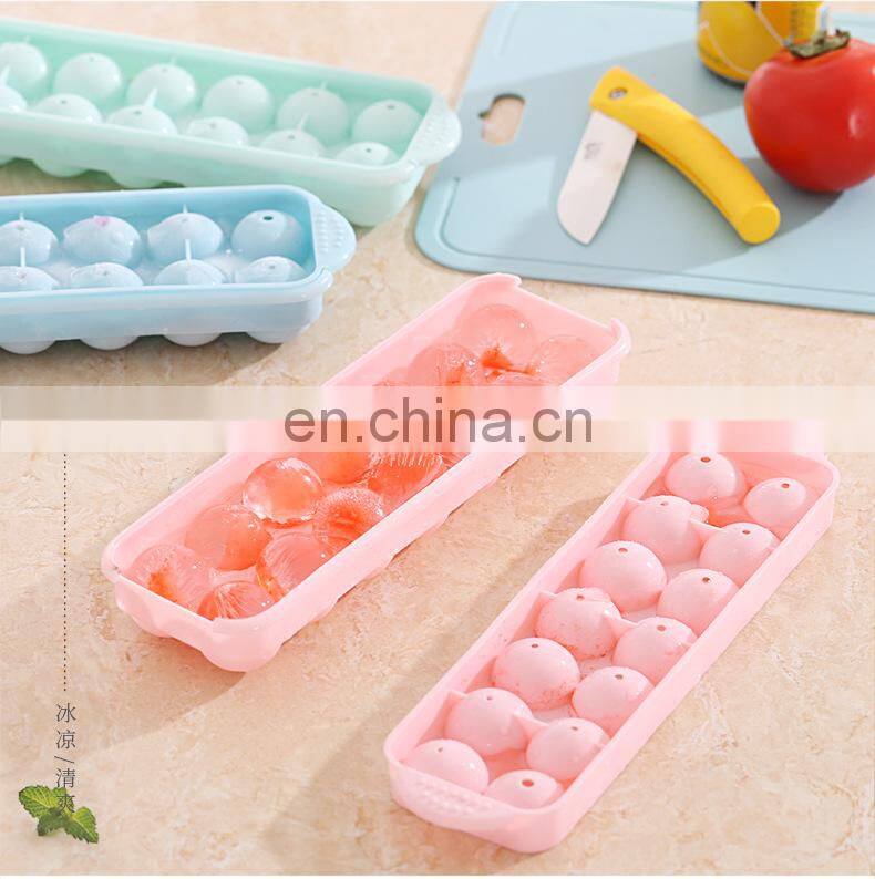 14 Grid 3D Round Balls Ice Molds Plastic Molds Ice Tray Home Bar Party Ice Hockey Holes Making Box Molds With Cover DIY Moulds