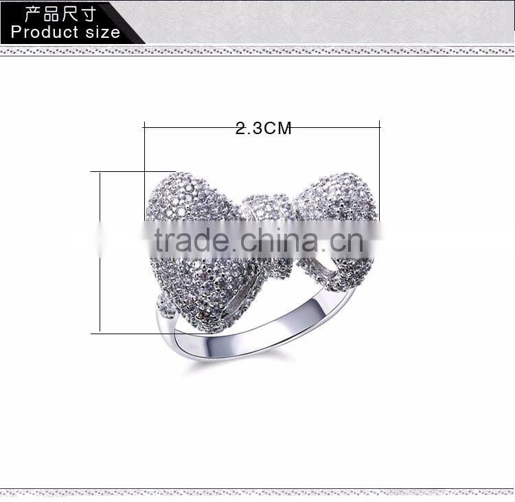 Top Quality Jewelry Dongguan Factory CZ Jewelry Bow Tie Shape Fine Set Women Ring