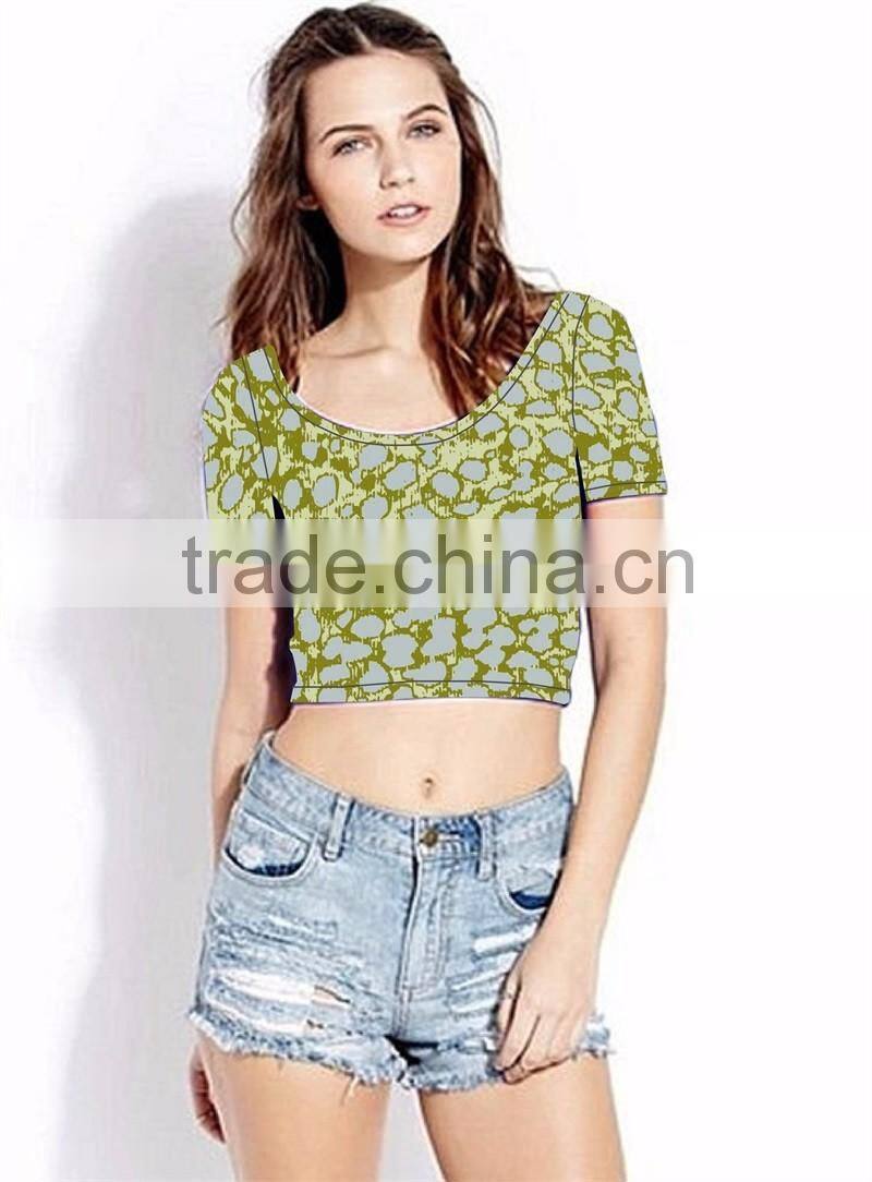 (Trade Assurance)Young Aloud SHORT SLEEVES CROP TOP