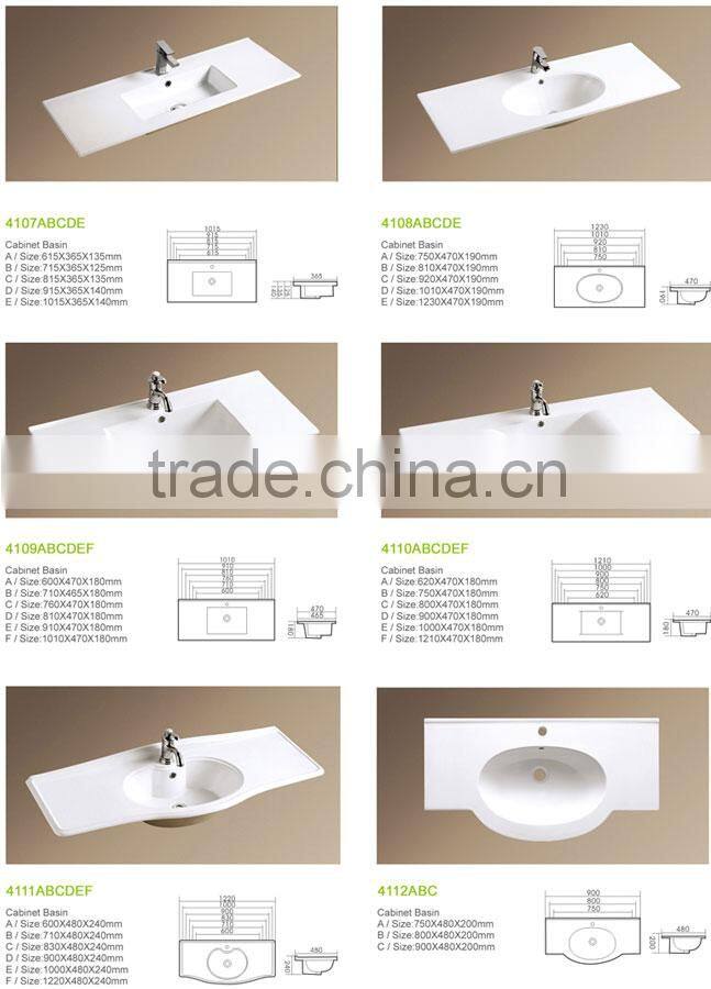 bathroom wash basin cabinet with basin and silver mirror marble top