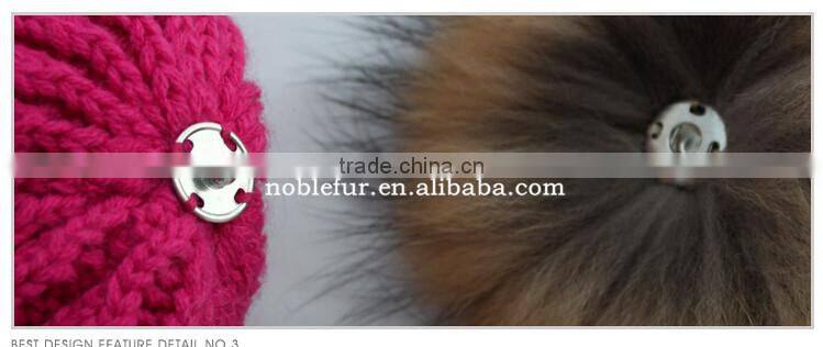 2015 top quality fancy solid color wool fur pompom female headwear