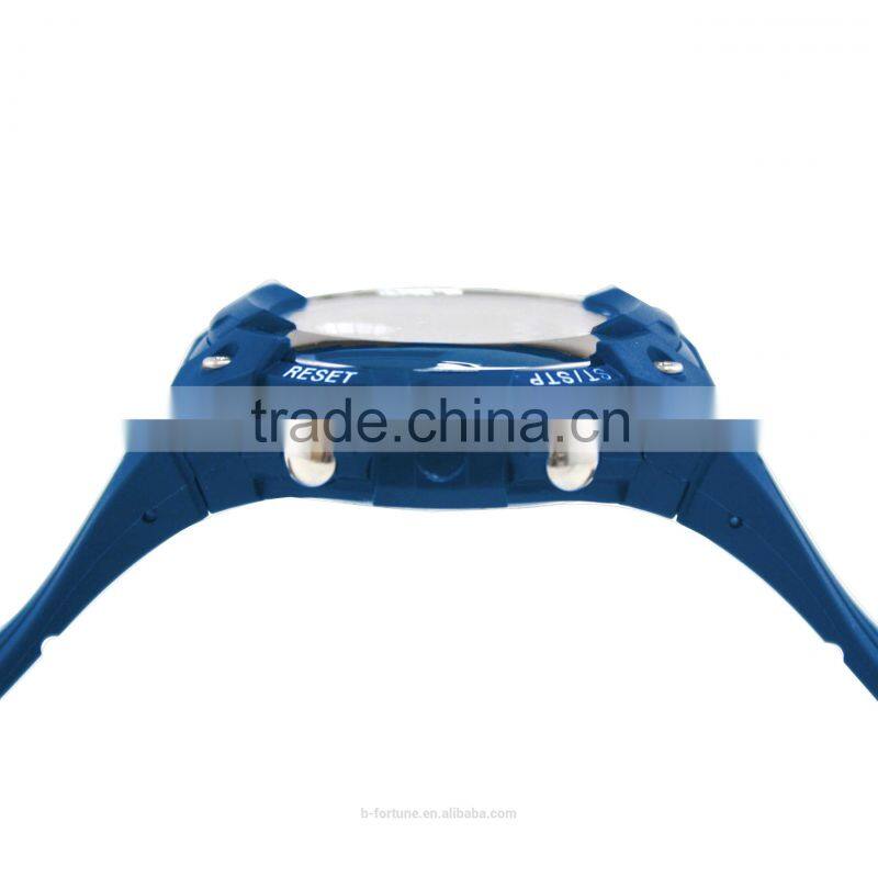 LP1343_BL Rubber Strap Blue color Chrono Alarm Date/Day Flashlight Tech Multifunction analog digital high tech watch