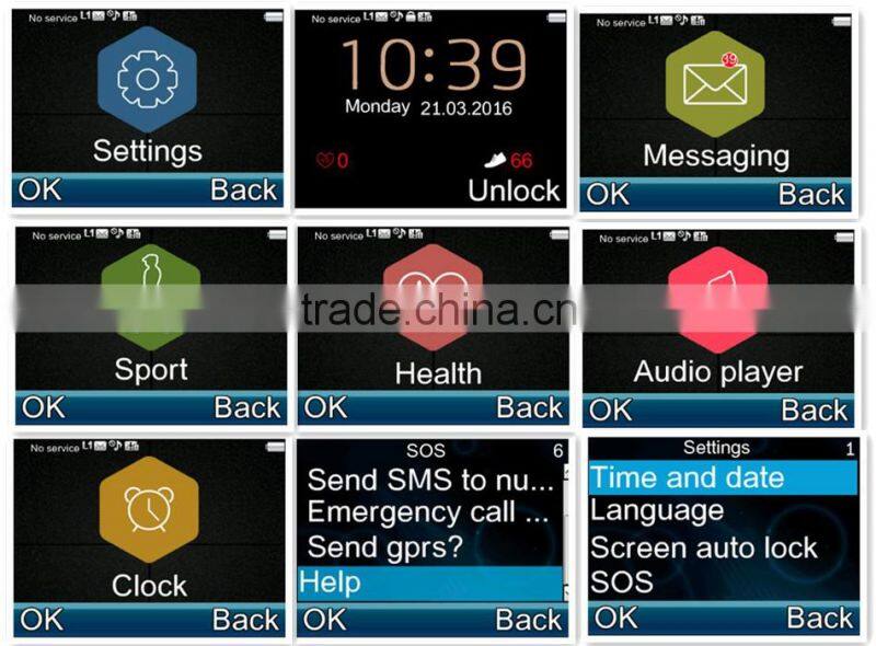 SOS senior phone healthy care GSM senior people with heart rate monitor products for the elderly