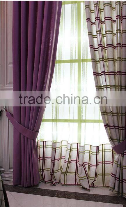2015 Yarn dyed Plaid Cotton curtains livingroom curtains