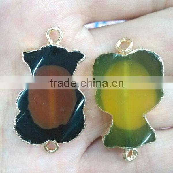 JF8607 Newest style gold plated agate geode connectors,drusy agate bar connectors