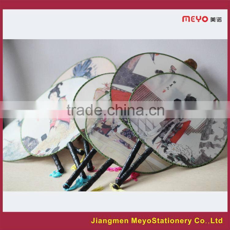 2015 Decorative Gift Customized Bamboo Round Silk Hand Fan