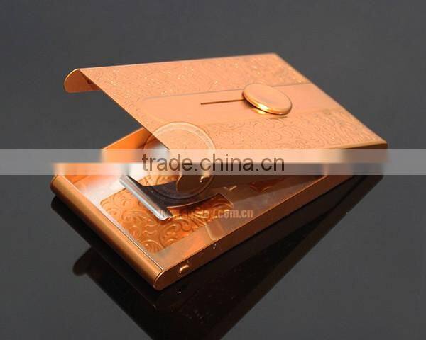 Push Up Push Down Button Folding Anodizing Gold Aluminum Knurling Business Metal Automatic Card Holder