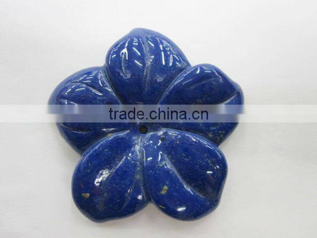 Lapis carved five-petal flower