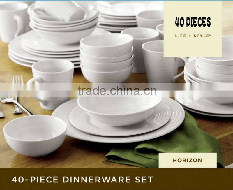 whosale 40pcs embossed fine porcelain dinner set