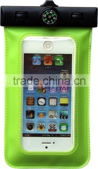 Swimming drifting diving pvc waterproof mobile phone pouch with thermometer