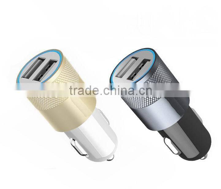 2015 Newest High quality3.1A Aluminium Alloy Car Charger for cellphone/ipad/ipod/mp5/digital
