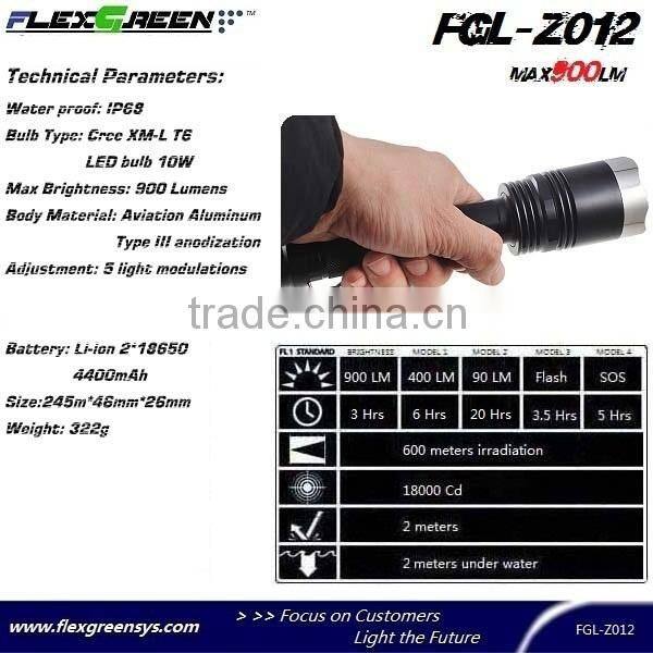 rechargable 18650 battery steel head T6 LED torch