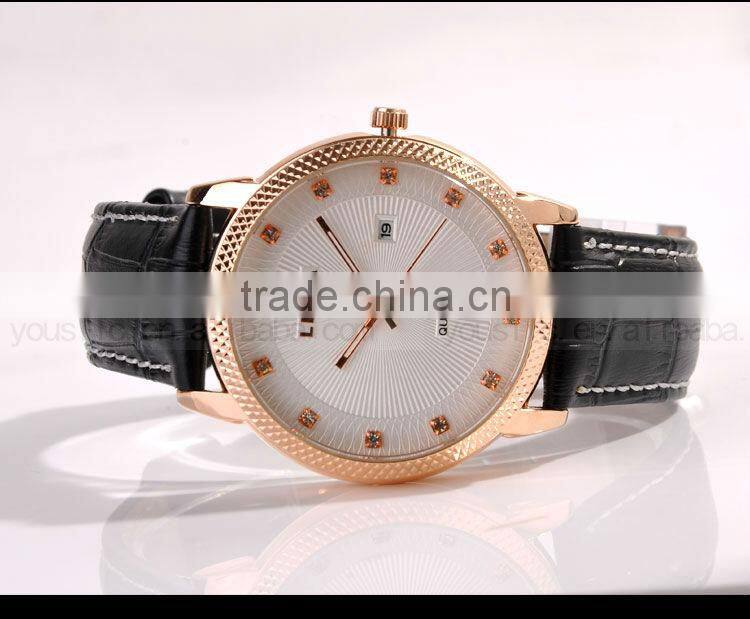 Stainless steel Automatic Leather Strap Men Wrist Watch