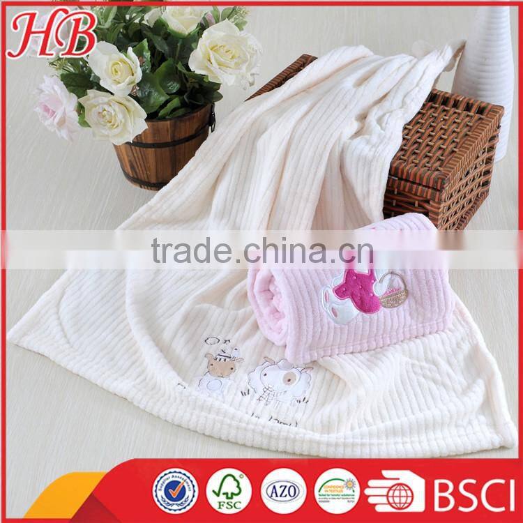 new product embroidered coral fleece baby blanket