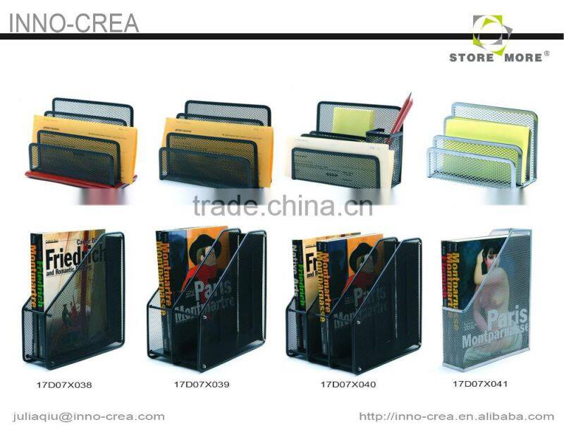 Metal Mesh Freestanding Desktop Documents / Magazines Organizer