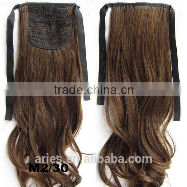 Wholesale premium fashion cheap heat resistant synthetic ponytail
