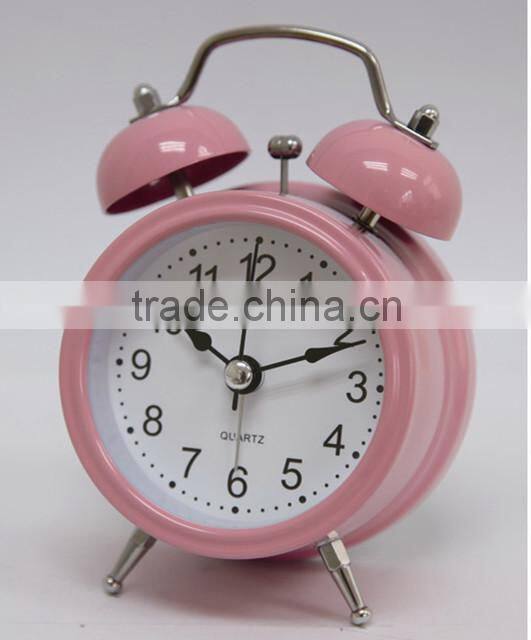 4.5" twin bell alarm clock, quartz analog table alarm clock, belling desk clock,