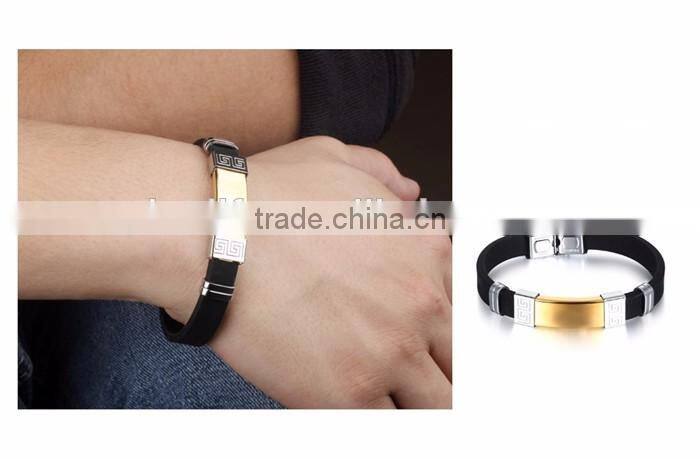 men jewelry stainless steel custom silicone bracelet single