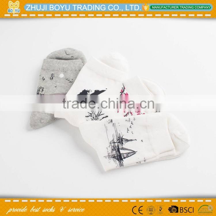 BY-161408 Lady cotton socks; China painting socks crew sock; wholesale cotton socks