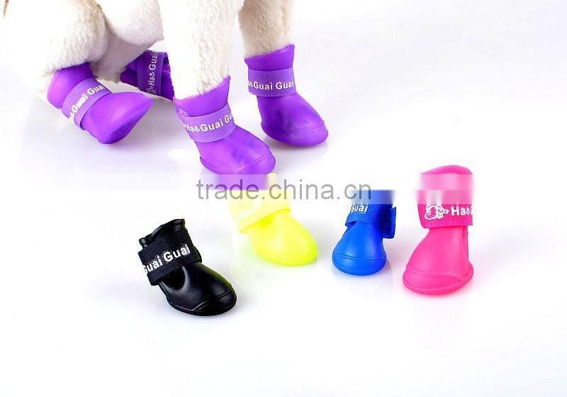 2016 Fashion siliconeNonslip Sole Hook Loop Dog Rainshoes /Pets Doggie shoes/Pet Rain Boot Sole