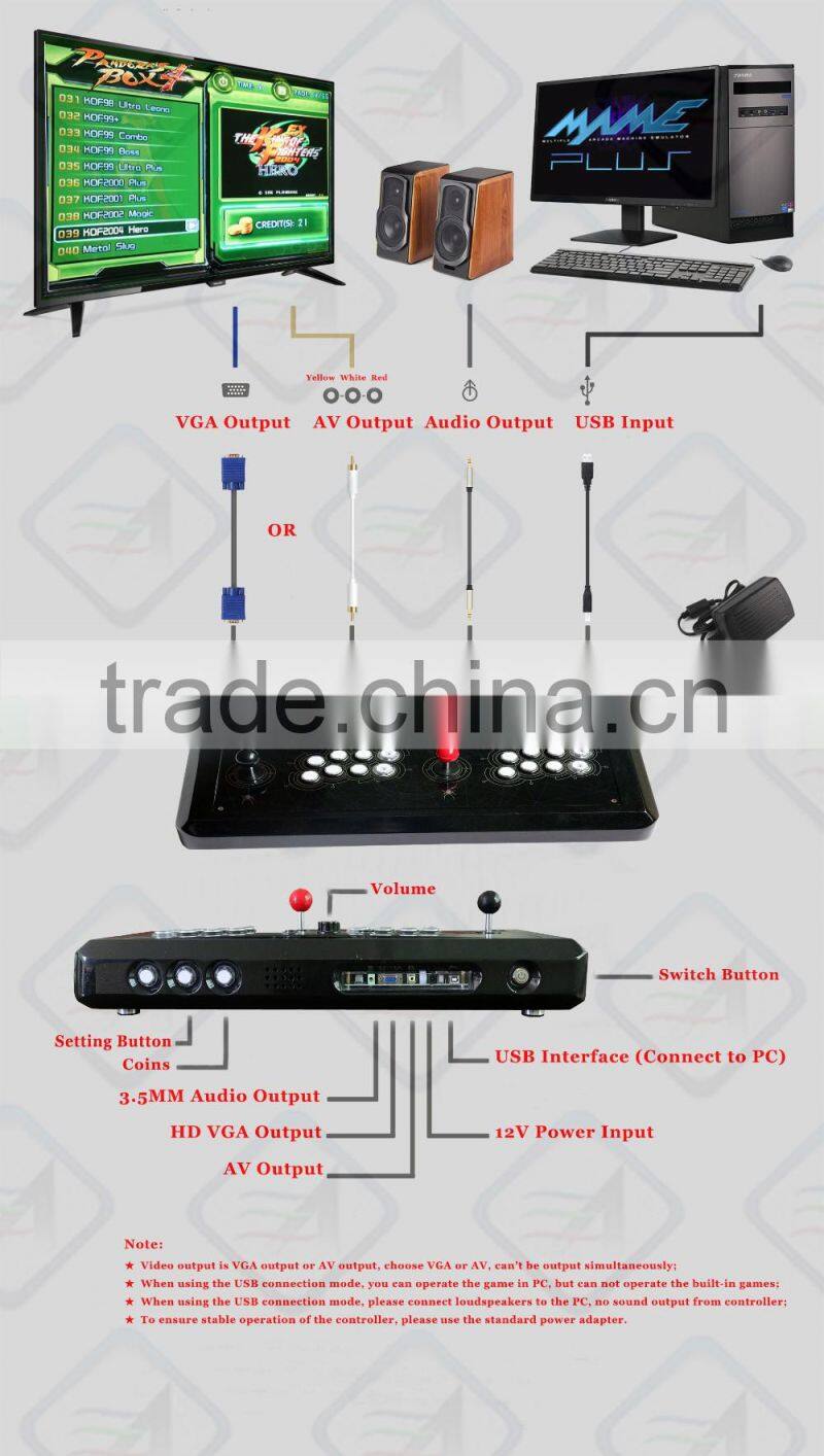 Arcade Controller with Built in Games Pandora Box 4 HD 645 in 1 Mutli Game Board VGA AV for Jamma Game PC Game Arcade Sticks