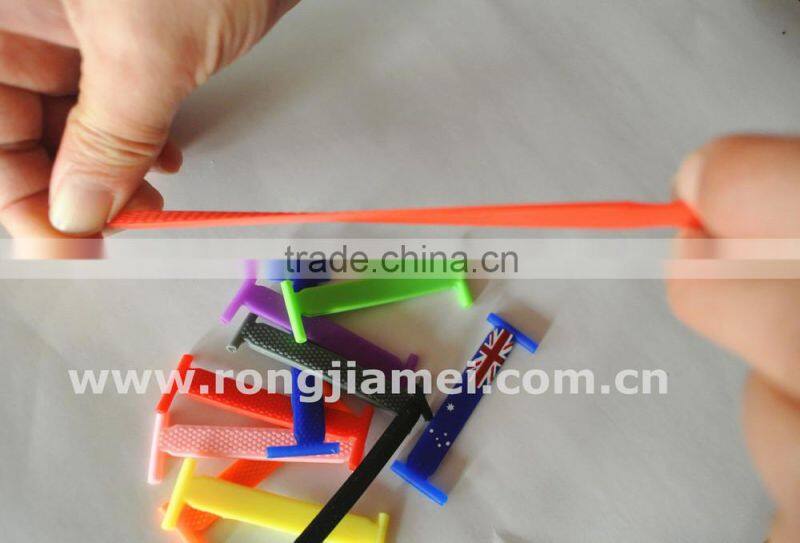 Colorful patented elastic shoelaces, No tie silicone shoelaces, Fashionable shoelaces rongjiamei