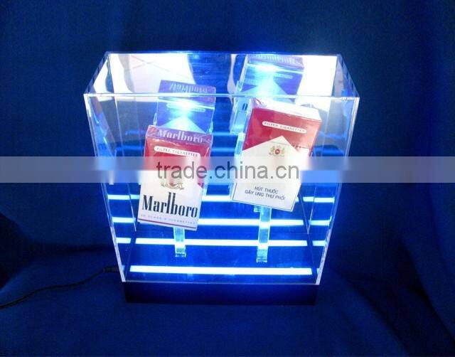 hot sale acrylic cigarette display boxes, led illuminated acrylic tabacco display case