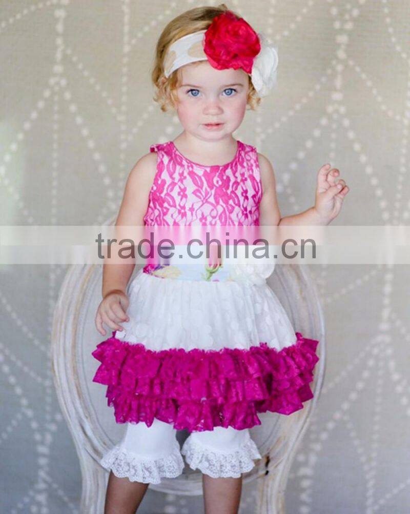 unique design fall winter 2pcs stripe ruffle boutique outfits with two pockets