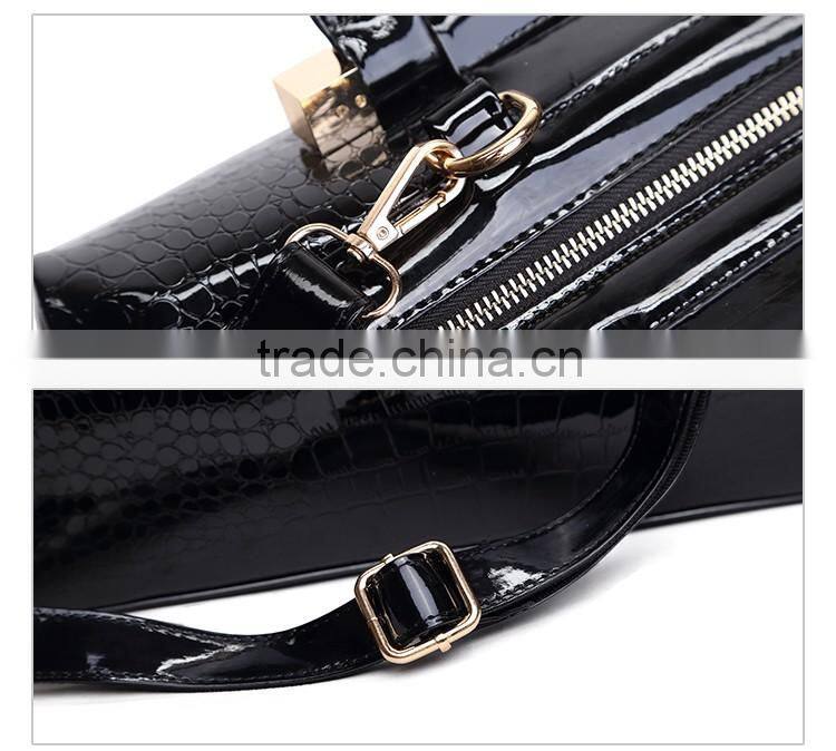 popular fashion pu leather lady handbag with zipper
