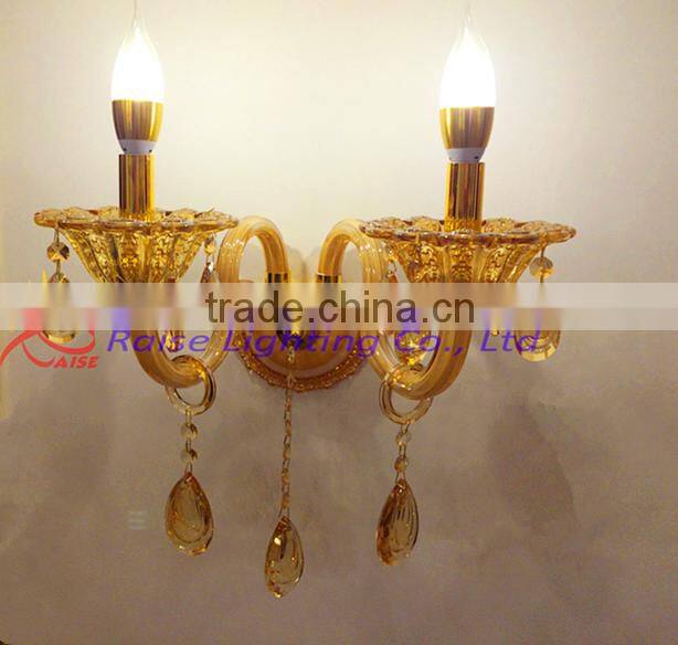 Fashion crystal wall light , led wall light with black lamp shade