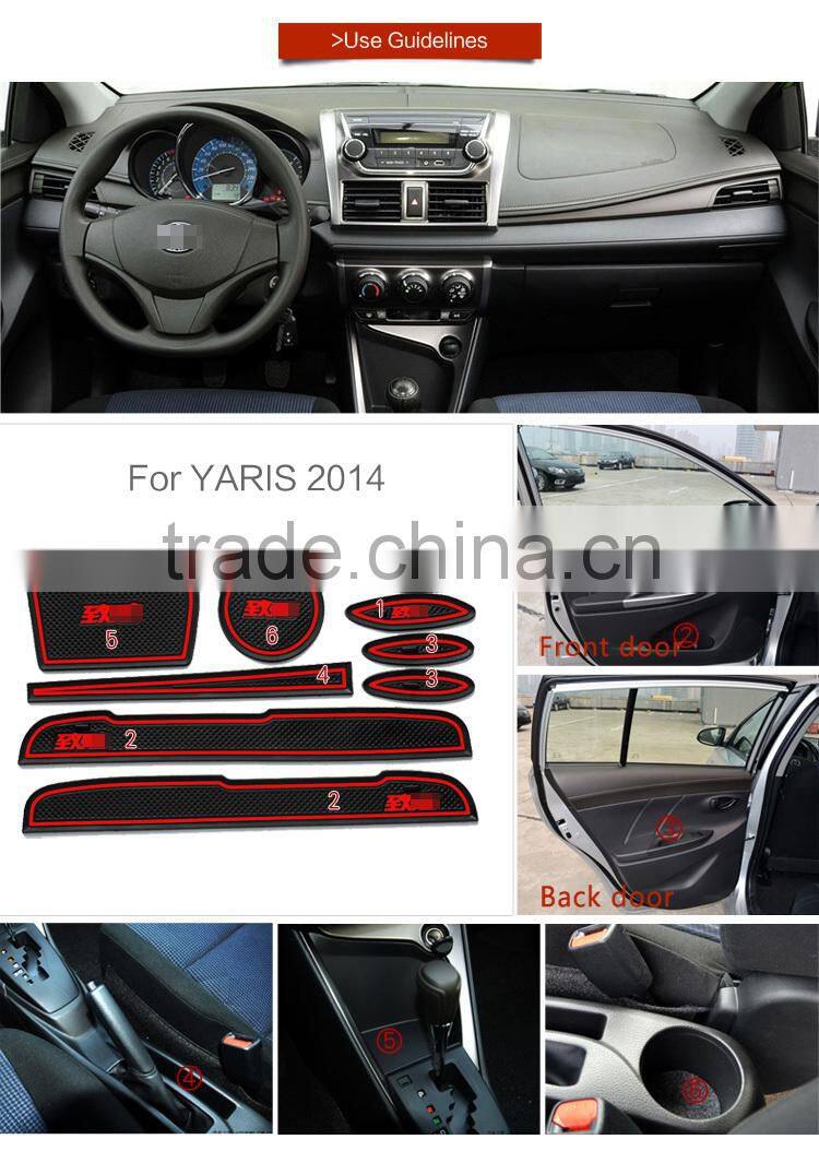 car accessories non-slip interior door mat for Toyota Yaris 2014 9pcs/set